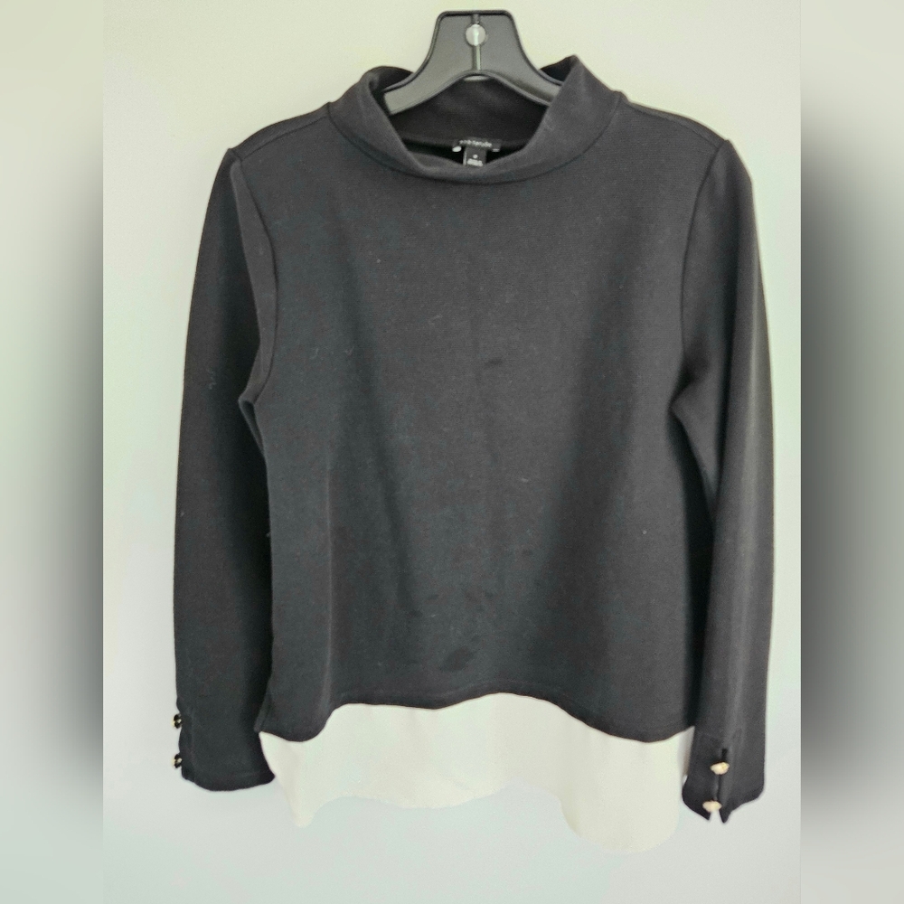 Ann Taylor Shirttail Black Knit Top